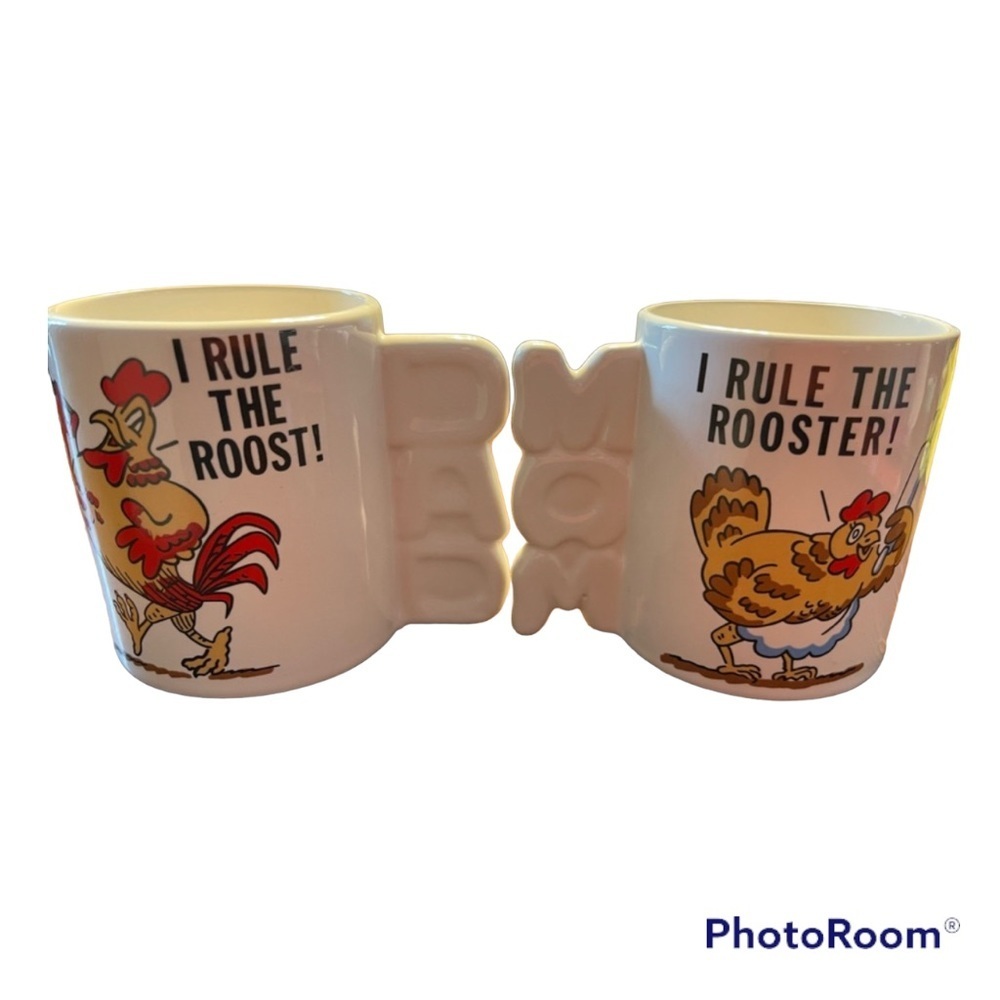 Vintage | Set of Mom/Dad Rule the Roost Mugs